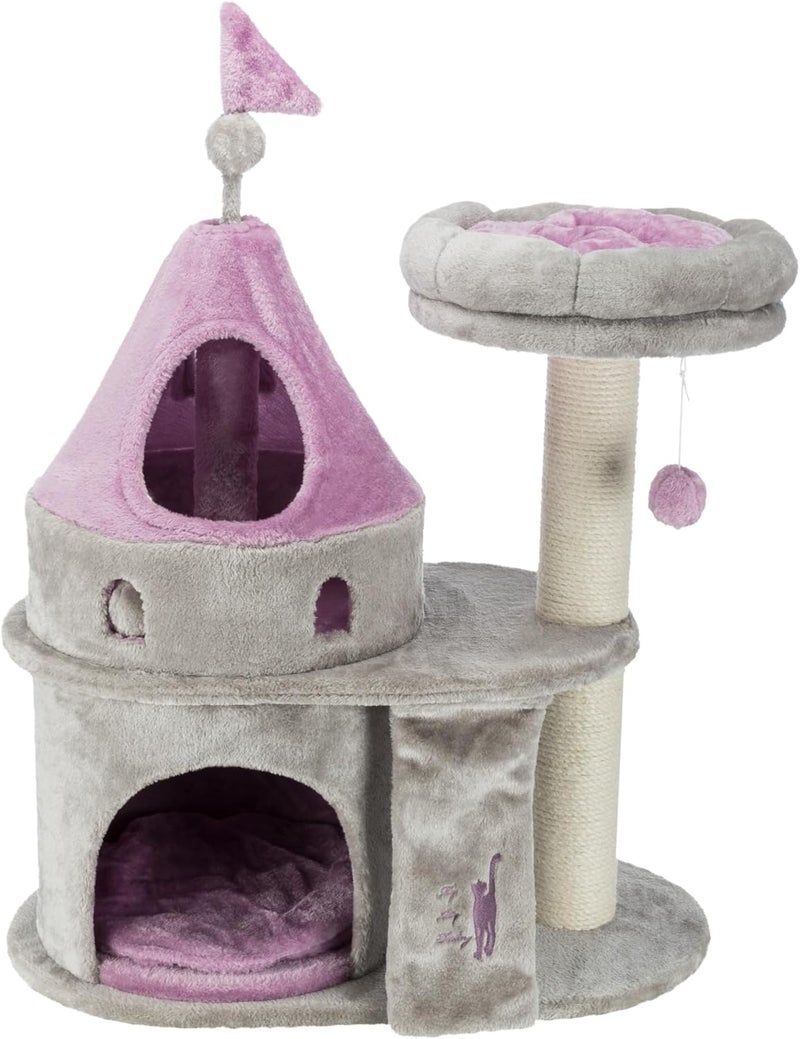 TRIXIE My Kitty Darling Castle Condo Plush Cat Tree Sisal Scratching Post Removable Bed Crinkling Blanket Cat Toy - Image 1