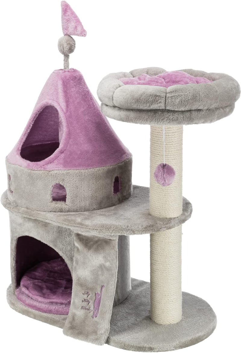 TRIXIE My Kitty Darling Castle Condo Plush Cat Tree Sisal Scratching Post Removable Bed Crinkling Blanket Cat Toy - Image 4