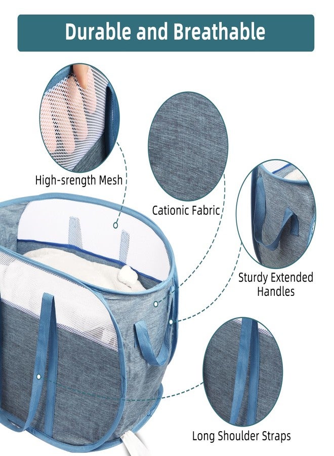 BATTOO Collapsible Laundry Baskets, Tear Proof Pop Up Laundry Hamper with Dual Handles, Durable Foldable Laundry Basket, Easy to Carry Laundry Hamper for Home, Laundry Room, Bedroom, Dorm, Travel Blue - Image 4