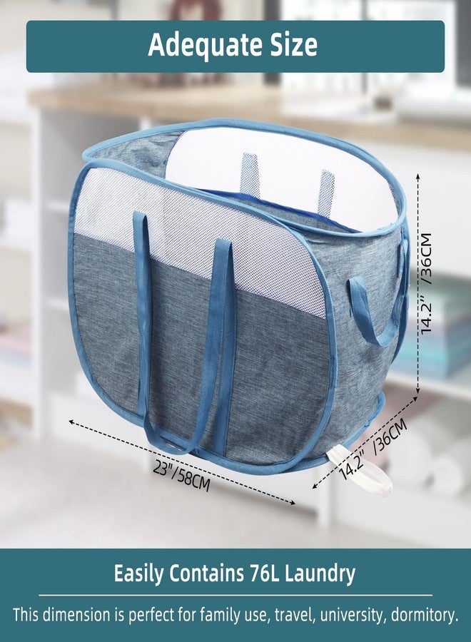 BATTOO Collapsible Laundry Baskets, Tear Proof Pop Up Laundry Hamper with Dual Handles, Durable Foldable Laundry Basket, Easy to Carry Laundry Hamper for Home, Laundry Room, Bedroom, Dorm, Travel Blue - Image 5