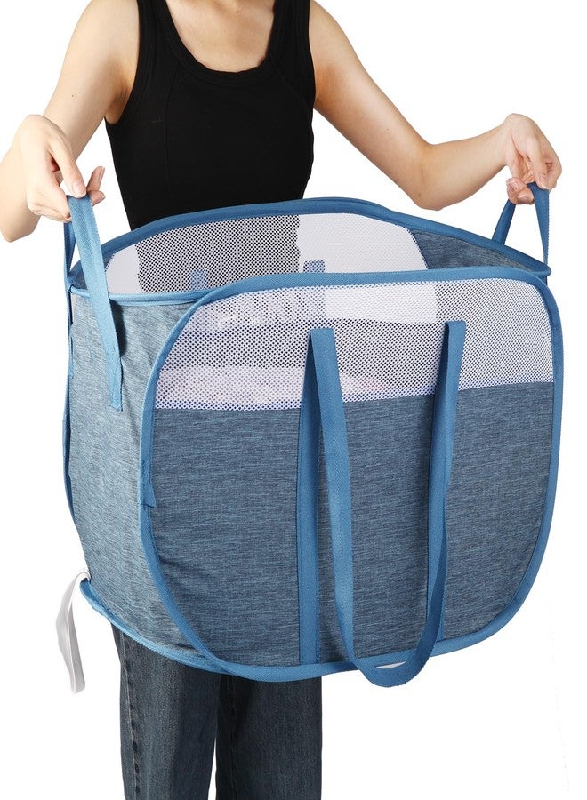 BATTOO Collapsible Laundry Baskets, Tear Proof Pop Up Laundry Hamper with Dual Handles, Durable Foldable Laundry Basket, Easy to Carry Laundry Hamper for Home, Laundry Room, Bedroom, Dorm, Travel Blue - Image 1