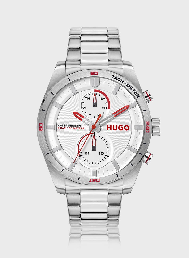 HUGO #Fast Collection Analog Multifunction Quartz Watch For Men With Silver Stainless Steel Bracelet - 1530373 - Image 1