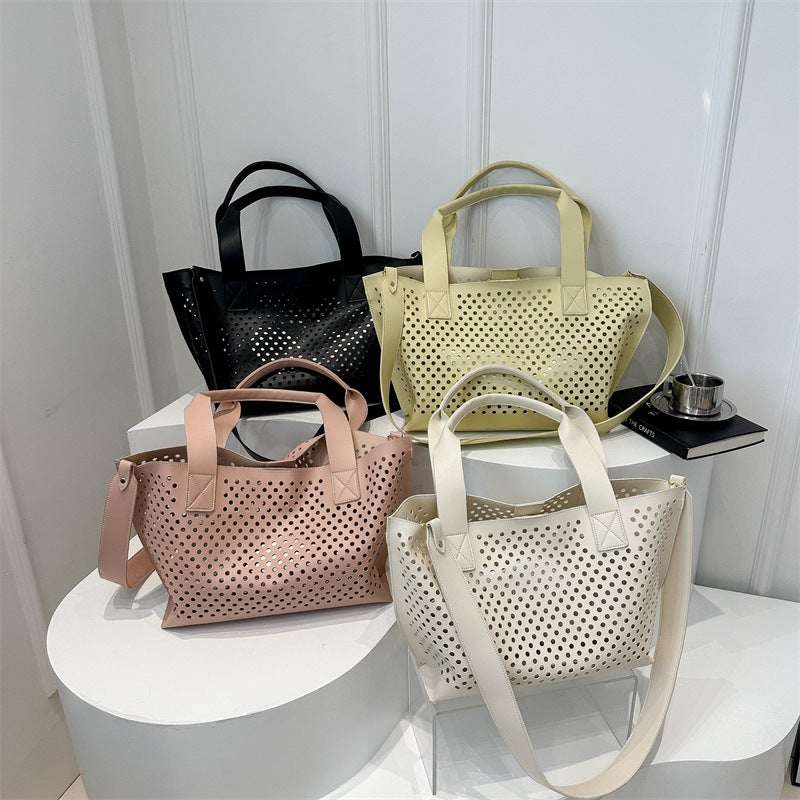 Hollow Shoulder Tote Bag Large Capacity Bag For Women Fashion Versatile Casual Work Clothing Large Bag Crossbody Bag - Image 2