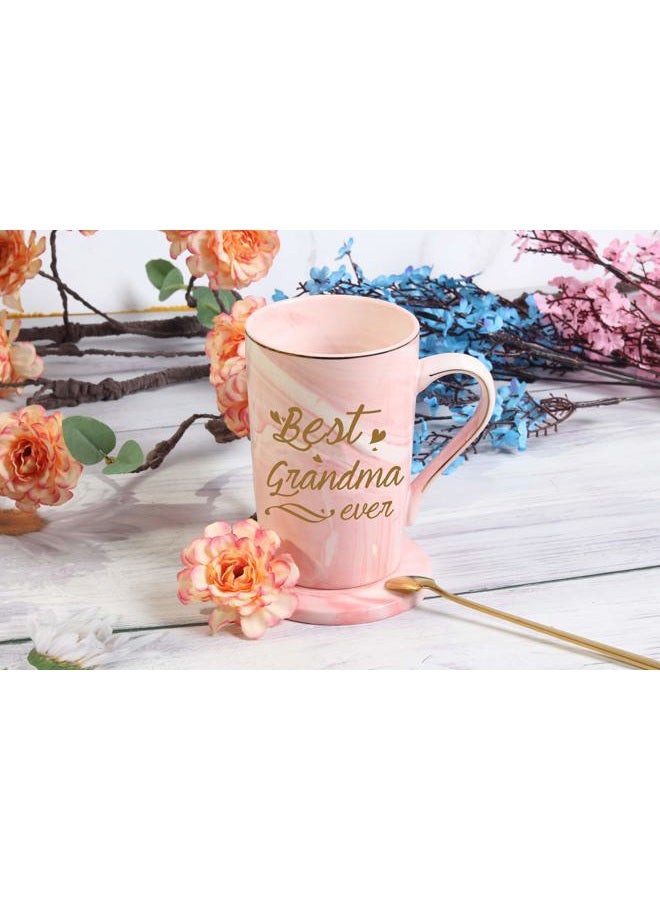 Toshiy Best Grandma Ever Mug Best Grandma Coffee Mug Grandma Gifts Birthday Mothers Day Gifts for Grandma from Granddaughter Grandson Grandchildren Grandkids 14 Ounce Gift Box with Spoon and Coaster Pink - Image 4