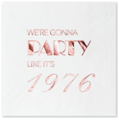 Crisky 50th Birthday Cocktail Napkins Rose Gold for Women 50th Birthday Party Decorations for Cake Dessert Berverage Table 50th Birthday Party Supplies50 Pcs Disposable Napkins 3Ply - Image 2