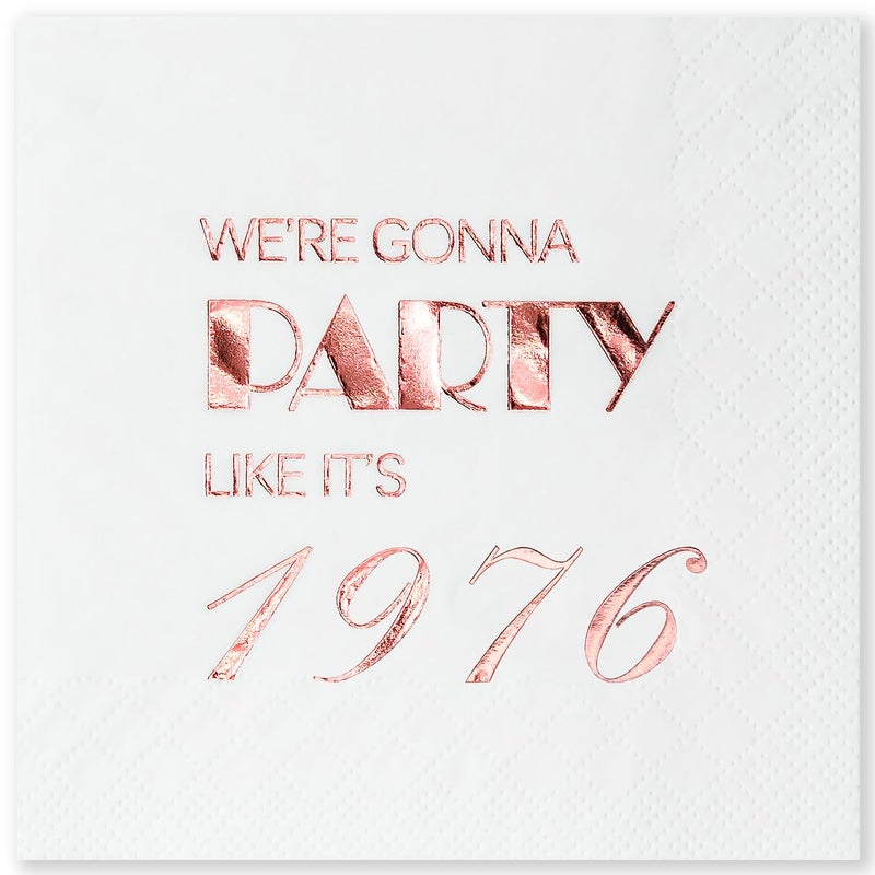 Crisky 50th Birthday Cocktail Napkins Rose Gold for Women 50th Birthday Party Decorations for Cake Dessert Berverage Table 50th Birthday Party Supplies50 Pcs Disposable Napkins 3Ply - Image 3