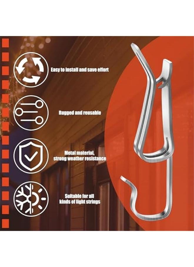 Arabest 200 Pcs  Light Clips Metal Gutter Hooks for Outdoor Xmas Hangers for Shingles Roof Seasonal Lighting Gutter Clips Hanging Festival Xmas Outside Decoration  - Image 3