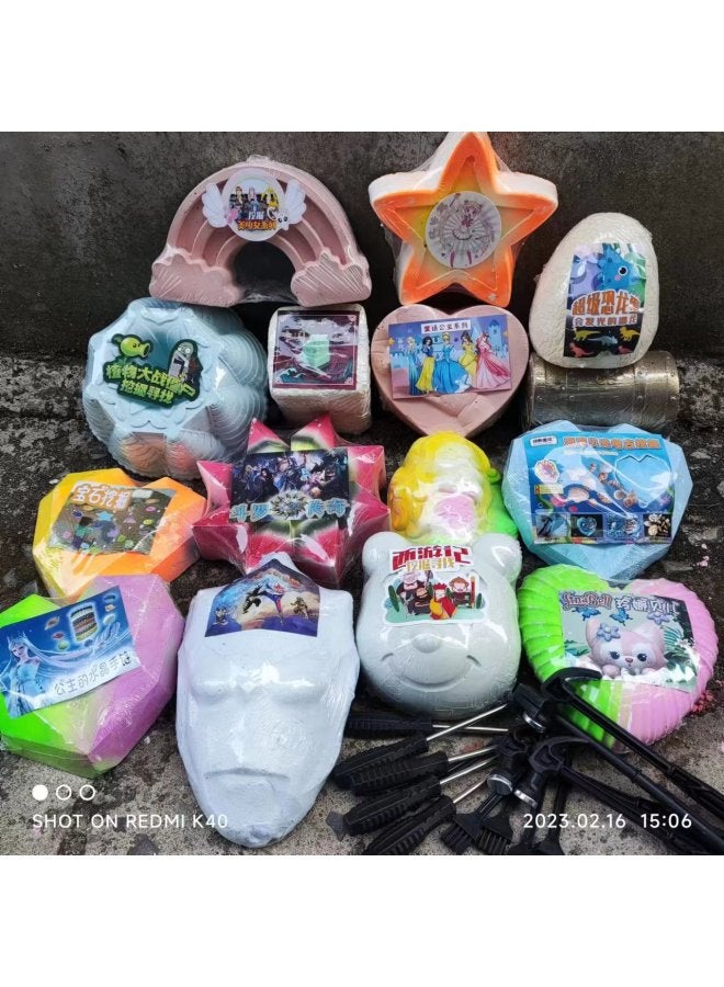 Archaeological Digging Children's Tyrannosaurus Rex Skeleton Model Treasure Digging Toys Treasure Hunting Hand Digging Gem Stall Plaster Blind Box-Color:Super Dragon Egg (without Tools) - Image 2
