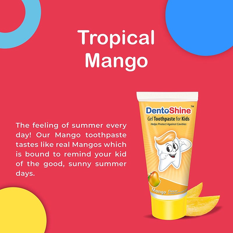 DentoShine Kids Gel Toothpaste 80g - Mango - Image 2