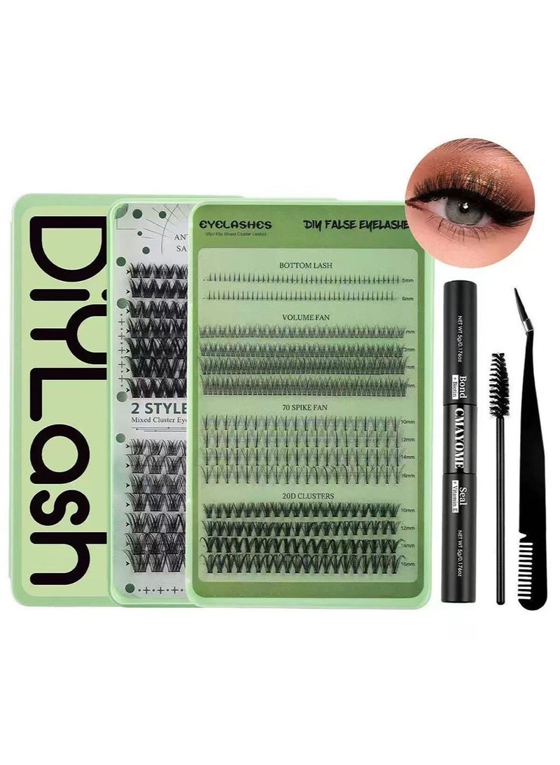 CMAYOME 4 Styles DIY Eyelash Extension Kit 551 Clusters, 10-16mm Mixed Individual Lashes Cluster, Natural Curl Personal Eyelash Set, Segmented False Eyelashes, Thick Eyelashes - Image 1