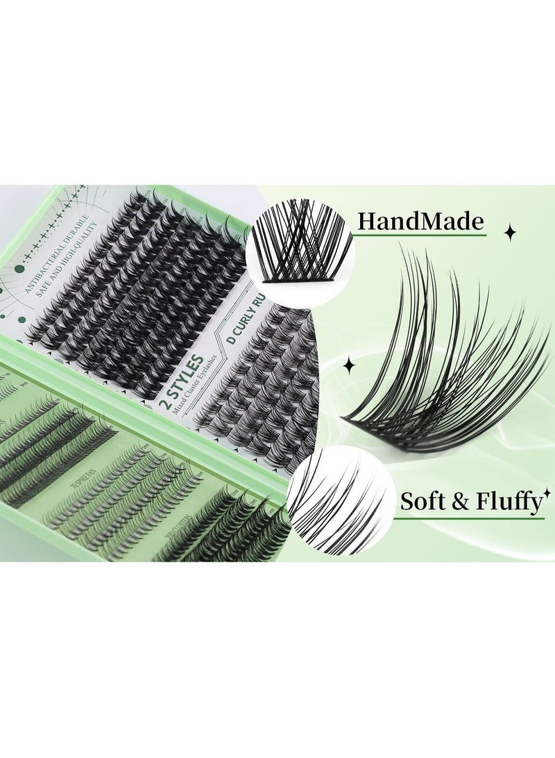 CMAYOME 4 Styles DIY Eyelash Extension Kit 551 Clusters, 10-16mm Mixed Individual Lashes Cluster, Natural Curl Personal Eyelash Set, Segmented False Eyelashes, Thick Eyelashes - Image 4