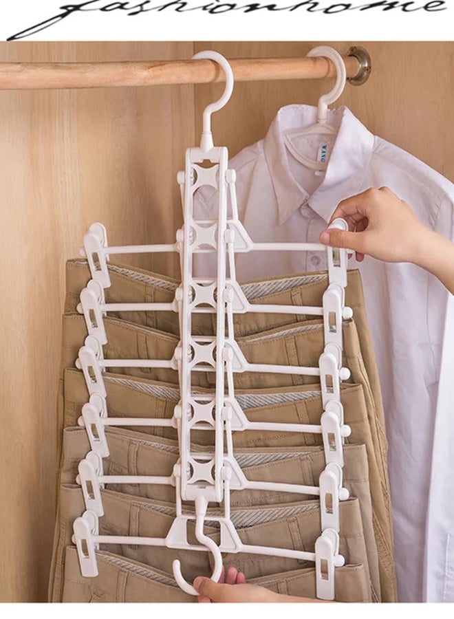 Multi Functional 180 Degree Drying Pants Rack Clothes Plastic Hanger With Anti-Slip Clip Silver 34.5x34x27cm - Image 2