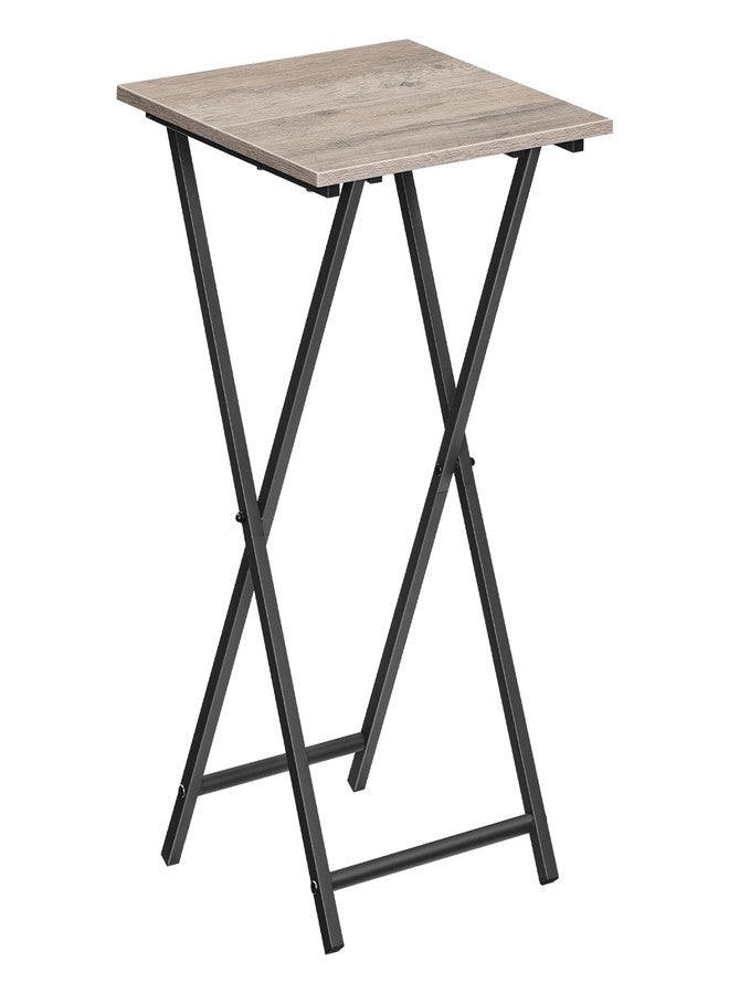 HOOBRO Folding TV Tray Table, Wooden TV Tray, Portable Sofa Side Snack Table, Industrial Desk for Small Spaces, Space-Saving, Easy to Install and Fold, Greige and Black BG27BZ01 - Image 1