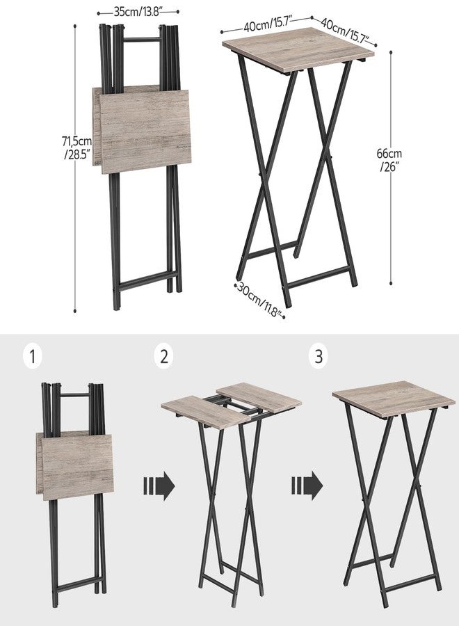 HOOBRO Folding TV Tray Table, Wooden TV Tray, Portable Sofa Side Snack Table, Industrial Desk for Small Spaces, Space-Saving, Easy to Install and Fold, Greige and Black BG27BZ01 - Image 4