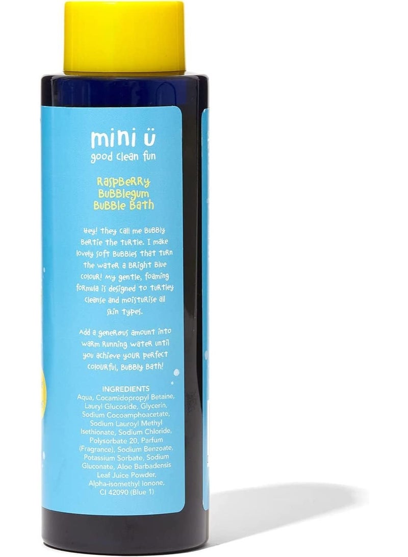 Mini U Bubble Bath For Babies & Kids Raspberry Bubblegum, Colourful Blue Foaming Bath Bubbles, Gentle Cleansing & Moisturising Bath Wash, Naturally Derived Vegan Cruelty Free Soy Free Formula - Image 3