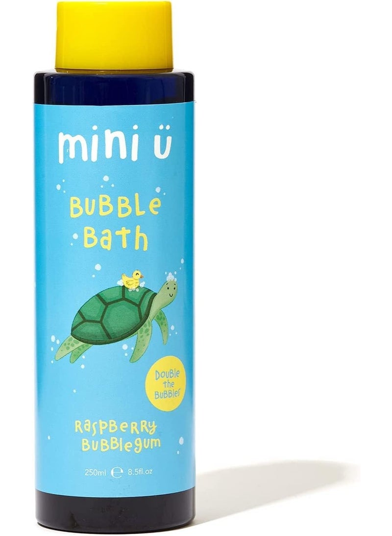 Mini U Bubble Bath For Babies & Kids Raspberry Bubblegum, Colourful Blue Foaming Bath Bubbles, Gentle Cleansing & Moisturising Bath Wash, Naturally Derived Vegan Cruelty Free Soy Free Formula - Image 1