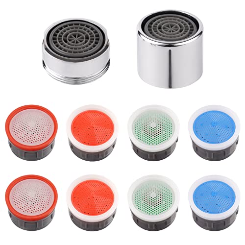 iFealClear 8 Pack Faucet Aerator, Kitchen Sink Aerator Faucet Filter with Solid Brass Shell, Male and Female Thread Water Conserve Faucet Aerator Adapter with Gasket for Kitchen and Bathroom, Chrome - Image 1