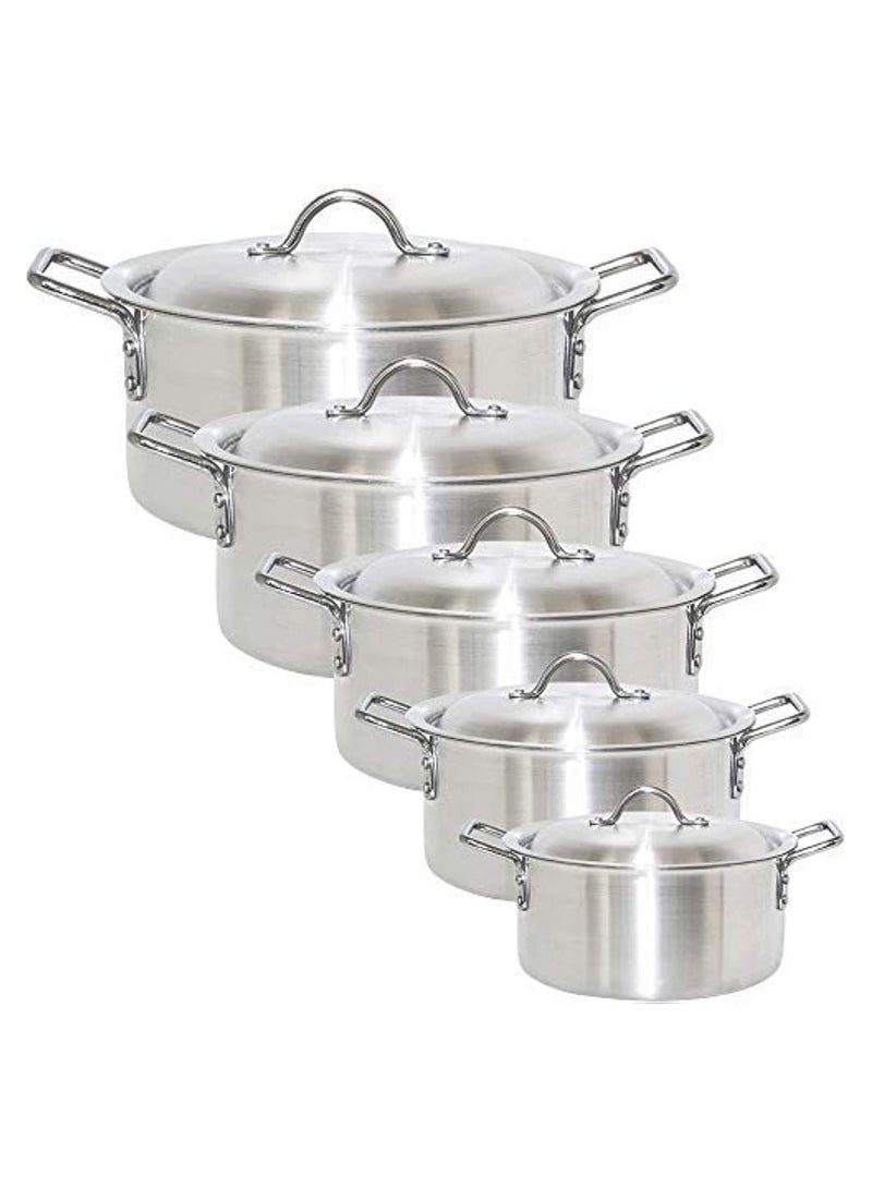 DubaiGallery 5 Pieces Aluminium CookWare cooking pot Set With Lid (5 Pcs Pot, 5Pcs Lid) - Image 2