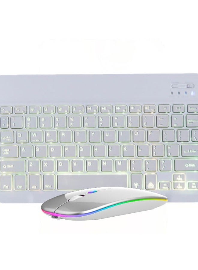 Backlit Bluetooth Keyboard For Ipad Tablet Wonderful Control Keyboard 10 Inch Colorful Light Emitting Bluetooth Keyboard Factory-Color:10 Inch Colorful Backlit Keyboard-White-Product Type:+ Aircraft Box Packaging - Image 4