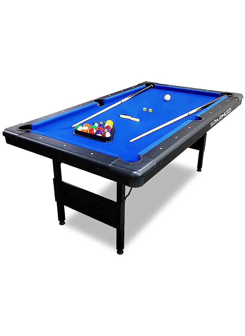 Sparnod Fitness - Sparnod Fitness SPT-80 8FT Billiards Pool Table – Durable MDF Construction with Blue Wool Cloth, Complete Set Included, Instant Setup, Foldable Design for Family and Pool Hall Use - Image 1