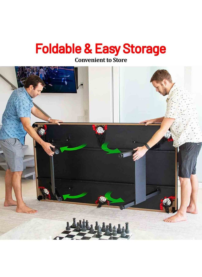 Sparnod Fitness - Sparnod Fitness SPT-80 8FT Billiards Pool Table – Durable MDF Construction with Blue Wool Cloth, Complete Set Included, Instant Setup, Foldable Design for Family and Pool Hall Use - Image 1