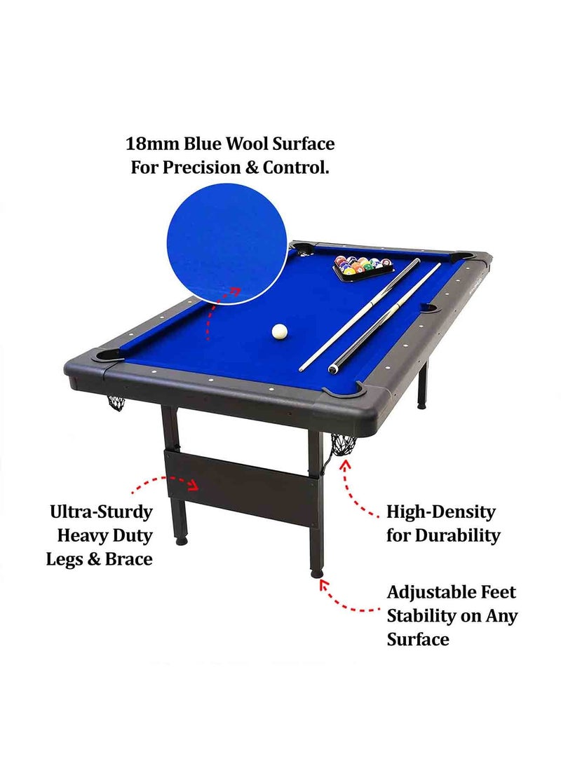 Sparnod Fitness - Sparnod Fitness SPT-80 8FT Billiards Pool Table – Durable MDF Construction with Blue Wool Cloth, Complete Set Included, Instant Setup, Foldable Design for Family and Pool Hall Use - Image 1