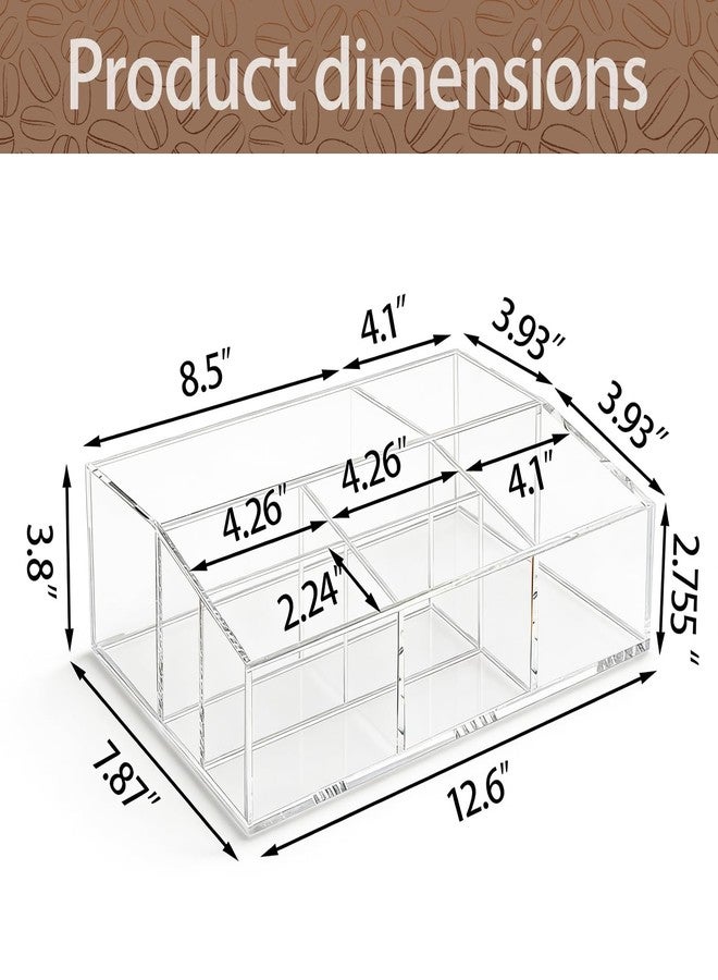 Goindy Coffee Station Organizer for Countertop - Clear Acrylic Coffee Bar Accessories and Organizer with Removable Dividers for Pods Condiment Syrup Tea Cups Stirrers Tea Bag - Farmhouse Table Decor - Image 5