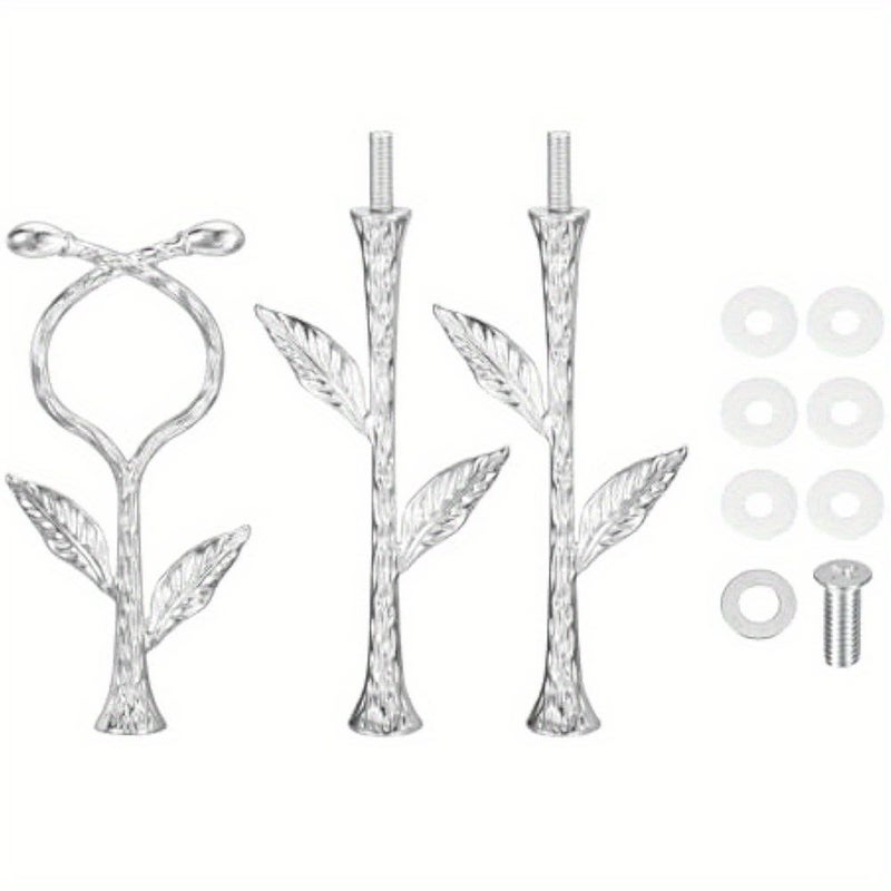 Silvery Two Tier Cake Display Stand With Removable Rods Floral Vine Pattern Serving Tray For Candy Party Wedding Home Decoration - Image 5