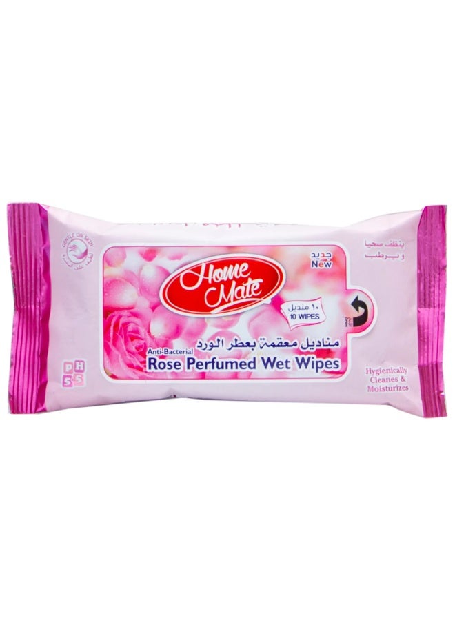 هوم مايت مناديل مبللة معطرة برائحة الورد، 10 قطع