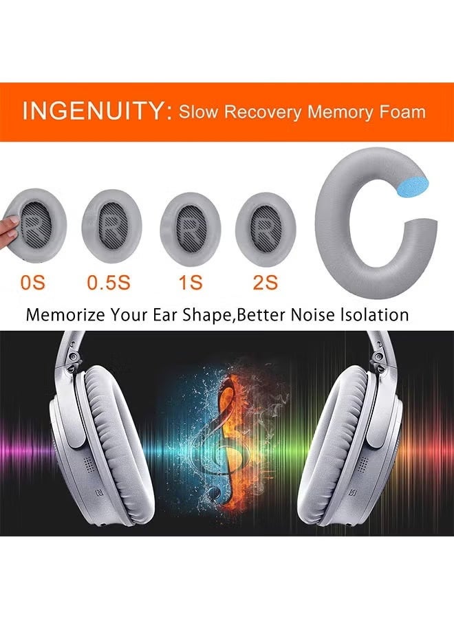 وسائد أذن استبدال لسماعات بوز QC35/QC35ii، وسائد أذن من رغوة الجلد الناعم مع خاصية عزل الضوضاء - Image 4