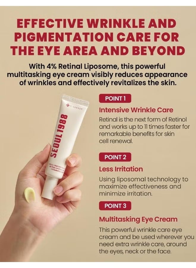 SEOUL 1988 Eye Cream 30ml, Retinal Liposome 4% + Fermented Bean | Anti-aging, Brightening, Firming - Image 4