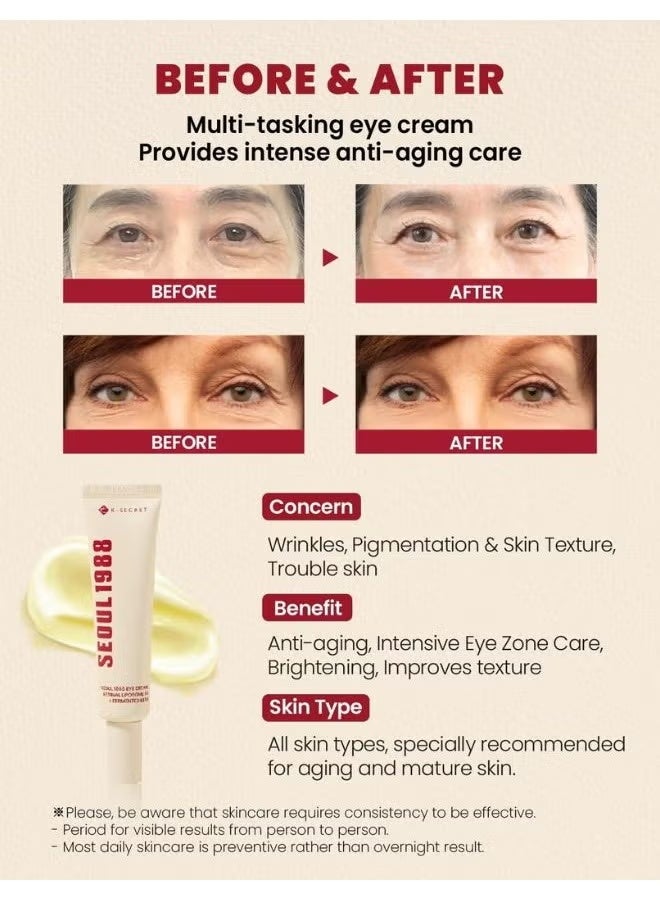 SEOUL 1988 Eye Cream 30ml, Retinal Liposome 4% + Fermented Bean | Anti-aging, Brightening, Firming - Image 3