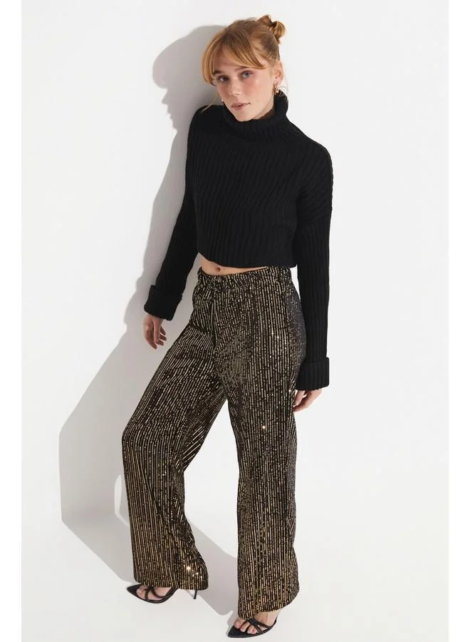 جون June Sequined Trouser Gold