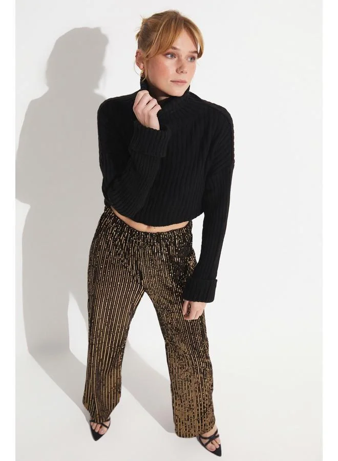 جون June Sequined Trouser Gold