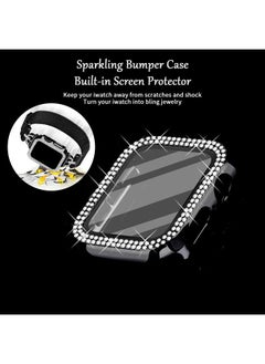 JOYOZY Magnetic Band Compatible with Apple Watch Band 38mm 40mm 41mm 42mm 44mm 45mm Milanese Strap with Bling Case and Screen Protector, Dressy Stainless Steel iWatch Loop for Women (Black 41mm)  - Image 1