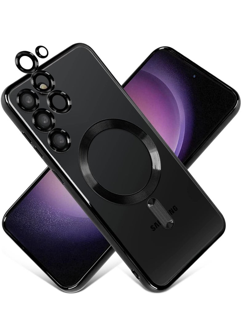 MIGOFAST Magnetic Clear Case for Samsung Galaxy S24 Plus with Camera Lens Protector Magsafe Compatible Electroplated Soft TPU Shockproof Case for Galaxy S24 Plus  Black - Image 1