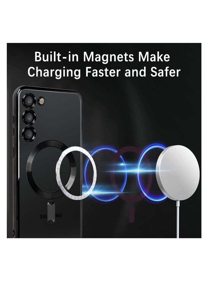 MIGOFAST Magnetic Clear Case for Samsung Galaxy S24 Plus with Camera Lens Protector Magsafe Compatible Electroplated Soft TPU Shockproof Case for Galaxy S24 Plus  Black - Image 2