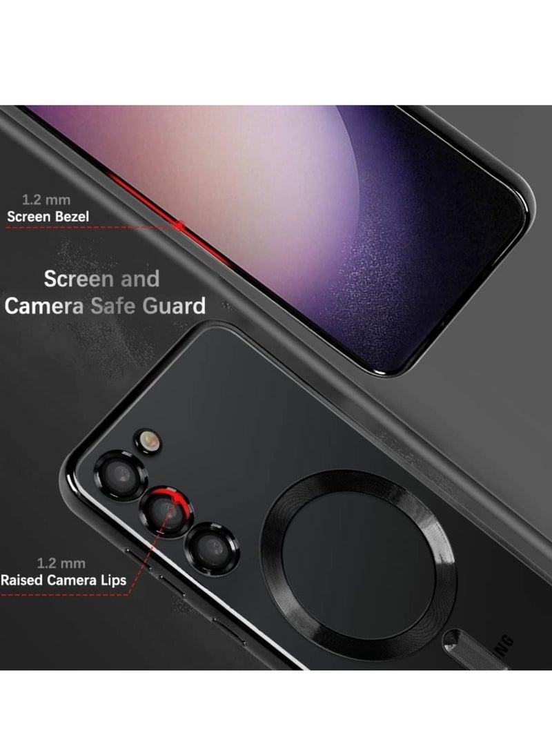MIGOFAST Magnetic Clear Case for Samsung Galaxy S24 Plus with Camera Lens Protector Magsafe Compatible Electroplated Soft TPU Shockproof Case for Galaxy S24 Plus  Black - Image 3
