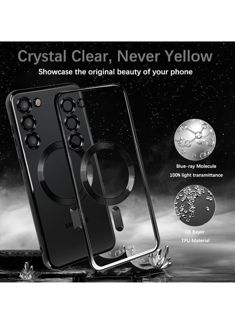 MIGOFAST Magnetic Clear Case for Samsung Galaxy S24 Plus with Camera Lens Protector Magsafe Compatible Electroplated Soft TPU Shockproof Case for Galaxy S24 Plus  Black - Image 4