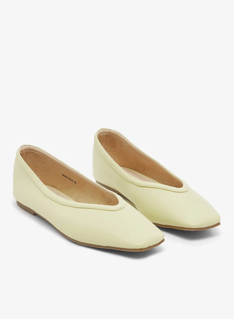 Raid CREAM PU Square Toe Flat Ballerinas for Women | Best Price UAE