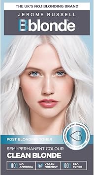 Jerome Russell Bblonde Clean Blonde Post Blonding Toner Semi Permanent Hair Dye Kit for Pre Lightened Blonde Hair with Brazil Nut Oil No Ammonia Vegan