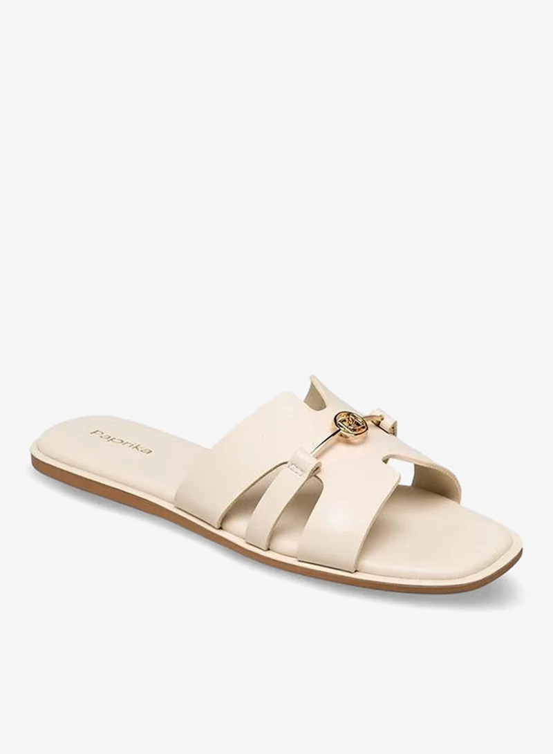 Paprika CREAM Women Metal Accent Flat Sandals for Women | Best Price UAE