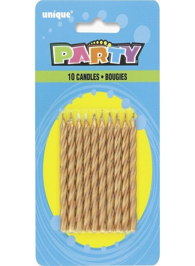 Unique Party Sparking Gold Spiral Birthday Candles (Pack of 10) - Luxurious & Eye-Catching Celebration Candles for Unforgettable Parties - Image 1