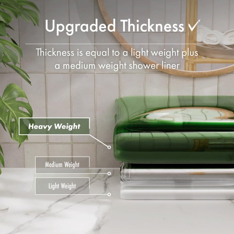 AmazerBath 100% EVA Shower Curtain Liner, 72 x 72 Inches Heavy Duty Shower Curtain and Liner 2-in-1 with 3 Clear Stones and 12 Brass Grommets, Color Block Soft Shower Liner - Mint Green & Pine Green - Image 4