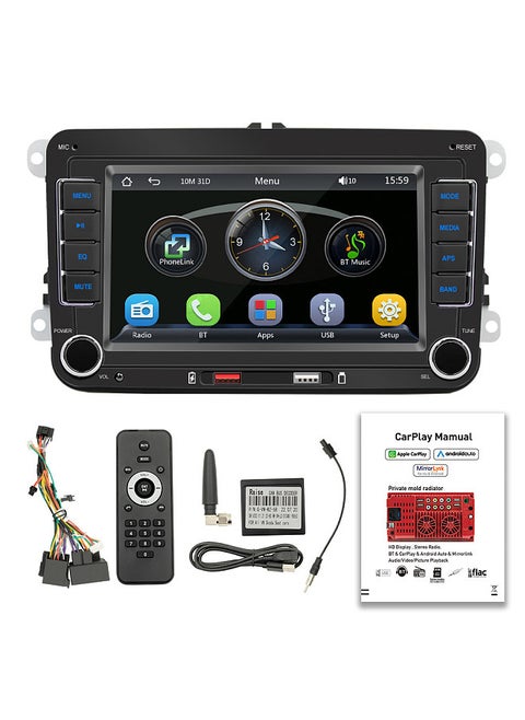 7 Inch Car Stereo MP5 Player Touchcreen BT AM/FM Radio Receiver with Android Auto Carplay Support Hands-Free Calling USB Charge/Playback Phone Link Reversing Assist Steering Wheel Control