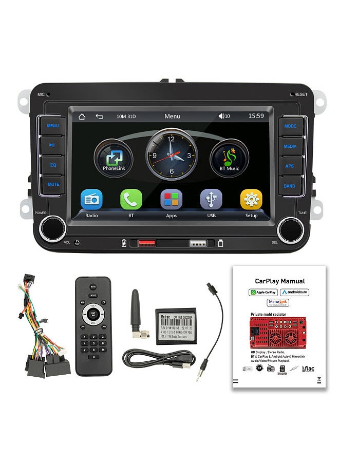 Generic - 7 Inch Car Stereo MP5 Player Touchcreen BT AM/FM Radio Receiver with Android Auto Carplay Support Hands-Free Calling USB Charge/Playback Phone Link Reversing Assist Steering Wheel Control - Image 1
