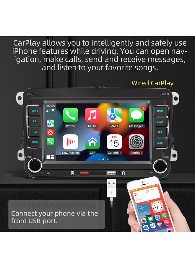 Generic - 7 Inch Car Stereo MP5 Player Touchcreen BT AM/FM Radio Receiver with Android Auto Carplay Support Hands-Free Calling USB Charge/Playback Phone Link Reversing Assist Steering Wheel Control - Image 1