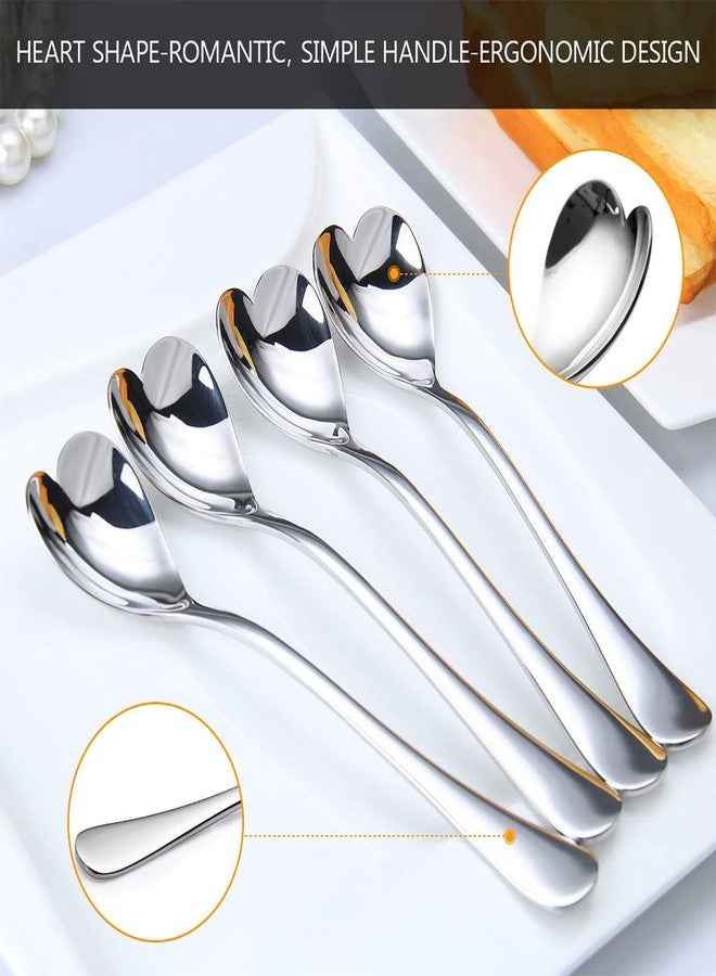 HISSF Heart Shaped Spoons, 18/10 Stainless Steel Spoon Set 4 Pack, 6.7 inches, Dessert Spoon, Ice Cream Spoons, for Tea, Cocktail, Sugar - Image 2