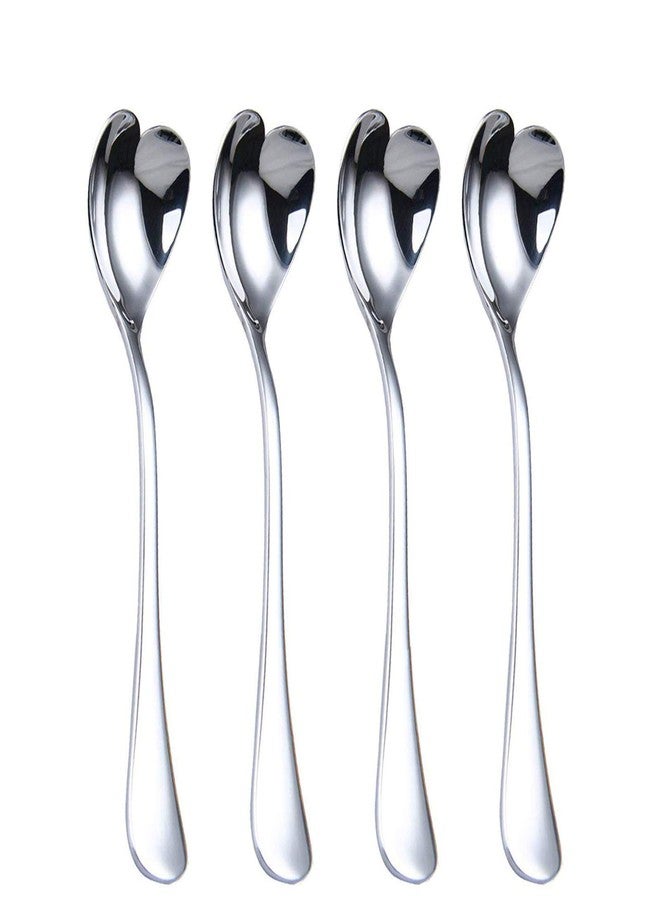 HISSF Heart Shaped Spoons, 18/10 Stainless Steel Spoon Set 4 Pack, 6.7 inches, Dessert Spoon, Ice Cream Spoons, for Tea, Cocktail, Sugar - Image 1