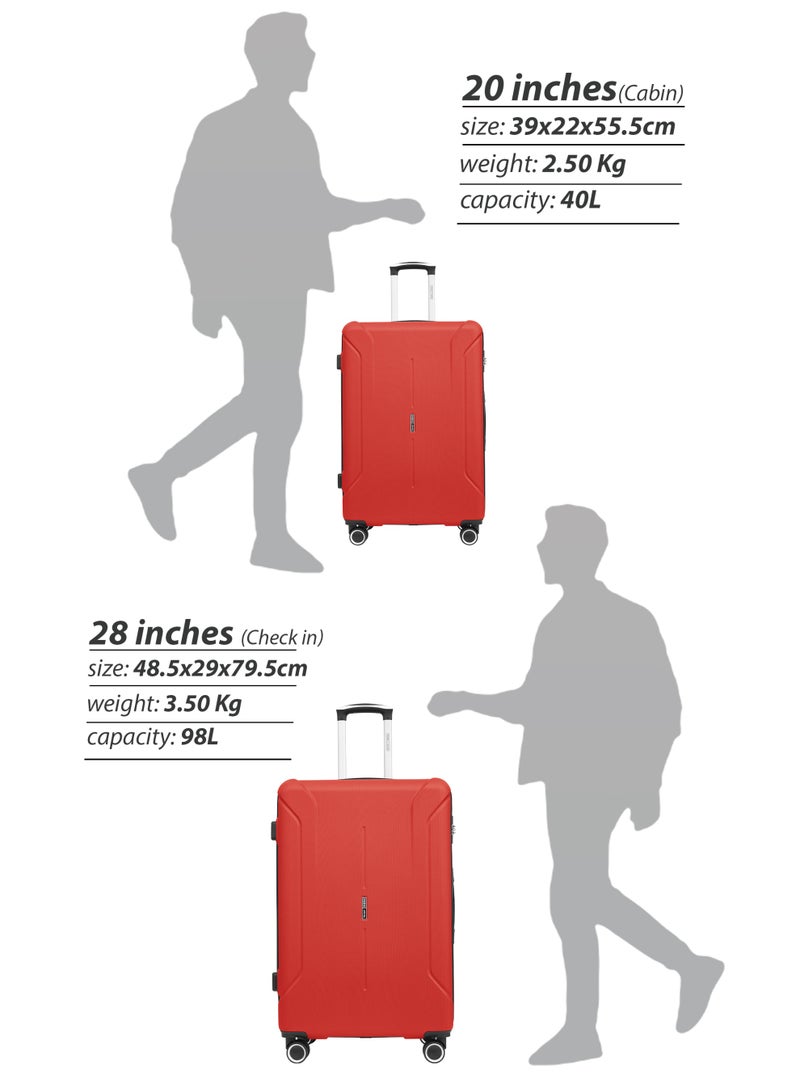 PARAJOHN Series Set of 2 Luggage | Lightweight Small 10KG & Large 30KG ABS 4 Wheels Trolley Hardsided Travel Suitcase -Red - Image 5